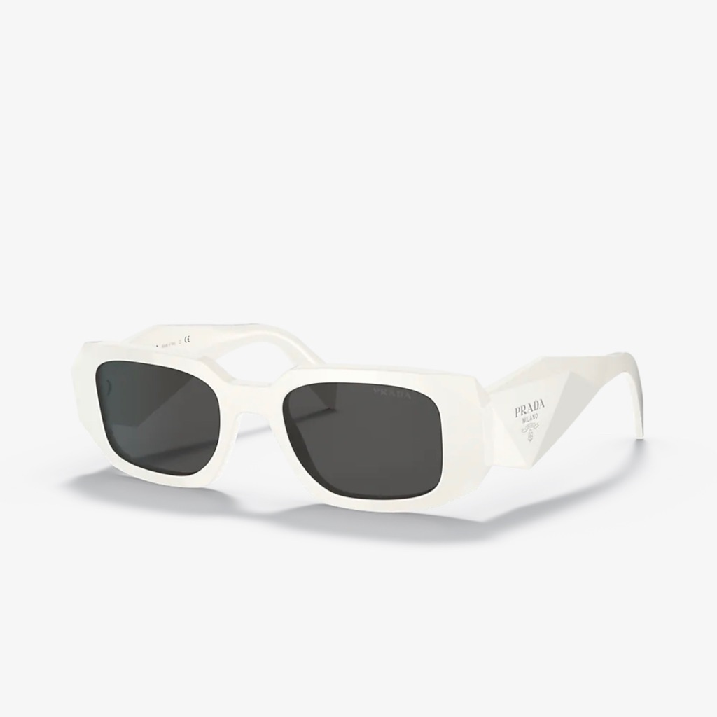 Scultoreo Narrow White & Dark Grey Prada Sunglasses